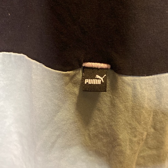 Puma Blue and Black Colorblocked Logo Athletic T-Shirt (sz L) - Picture 6 of 7